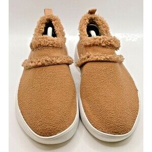 Oofos OOcoozie eeZee Womens 9 Shoe Slippers Fleece Recovery Slip On Tan Sherpa